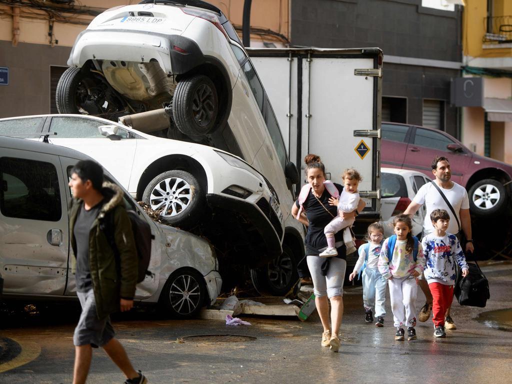 The floods were triggered by torrential rains in Spain’s east. Picture: Ruben Fenollosa/AFP