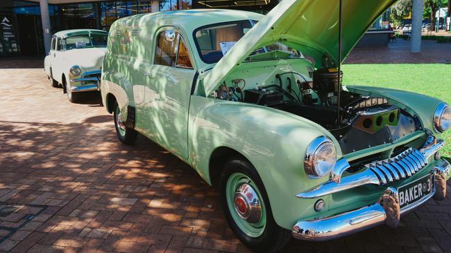 Members of the 48-FJ Holden Club polished some of their prized cars for locals to marvel at during Mr Loffler’s event. Picture: Salisbury Council