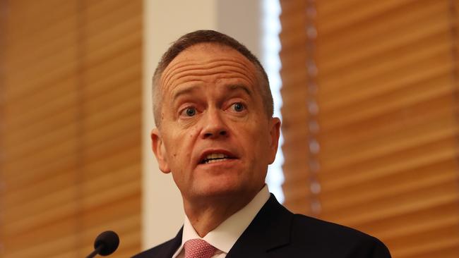 Former Leader Bill Shorten speaking in the Labor caucus meeting at Parliament House House in Canberra. Picture Kym Smith