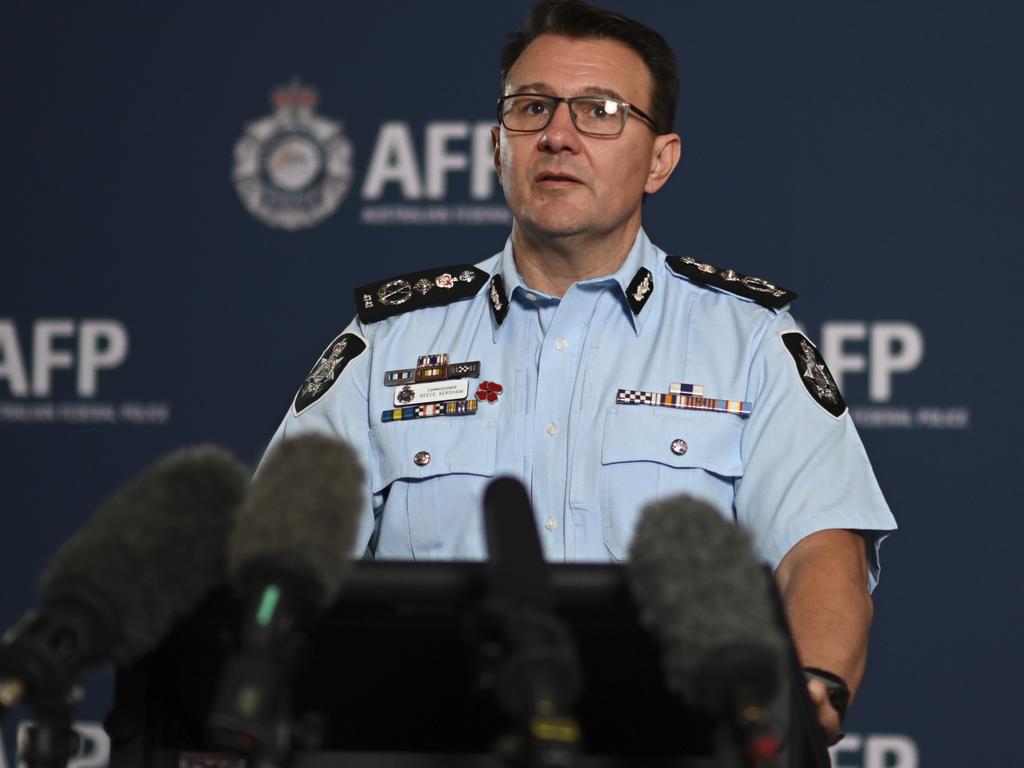 AFP commissioner Reece Kershaw has announced a Russian ransomware group is behind the Medibank data breach. Picture: NCA NewsWire / Martin Ollman