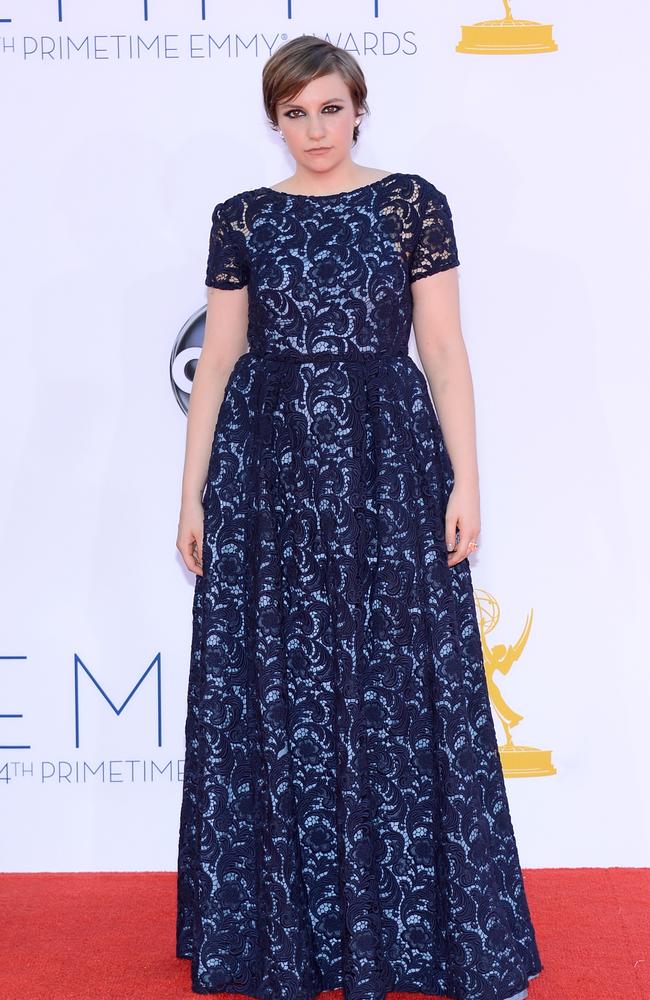 Also wearing Prada, Lena Dunham wore this conservative gown to the 64th Annual Primetime Emmy Awards in 2012. Picture: Getty Images