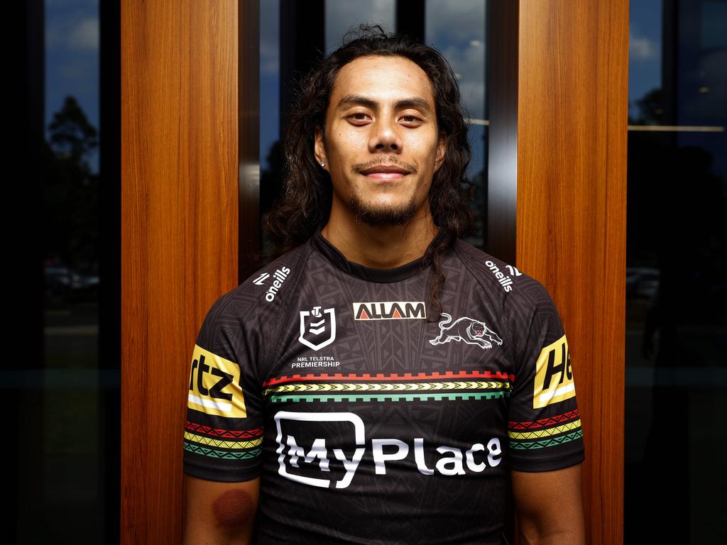 The Panthers will honour departing stars Jarome Luai and James Fisher-Harris by once again wearing their Pasifika Jersey during the 2024 finals series. Picture: Jonathan Ng