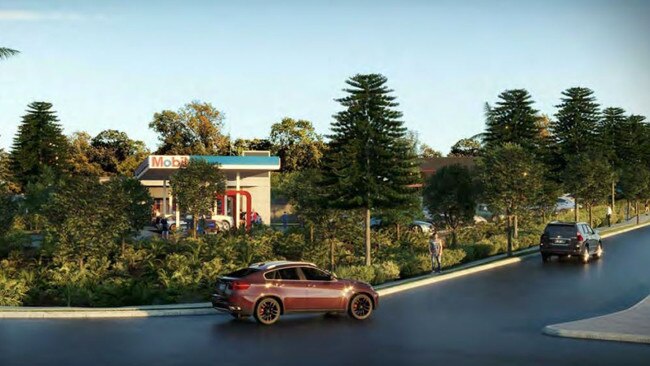 An artist's impression of the proposed Mobil service station at Woolgoolga. Photo: ThomsonAdsett