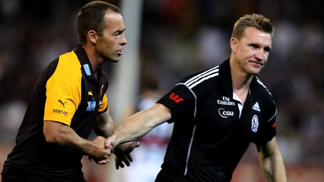 Alastair Clarkson and Nathan Buckley, two men enjoying vastly different fortunes in 2017.