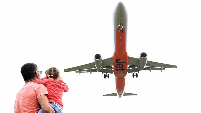 The number of planes overflying Brisbane homes post-COVID will be far greater than airport officials are admitting, a lobby group claims. Picture: Dave Hunt