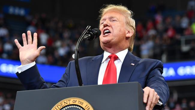 Donald Trump speaks at a rally in Lexington, Kentucky. Public impeachment hearings begin next week. Picture: AFP.