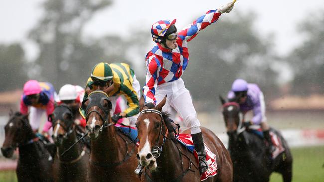 La Montagna, ridden by Craig Newitt wins the Stradbroke for trainer Barry Baldwin.