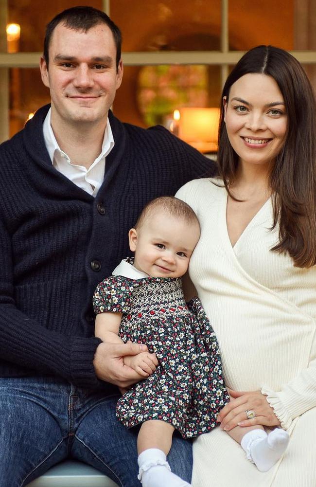 Scarlett and Cooper Hefner with their baby girl.