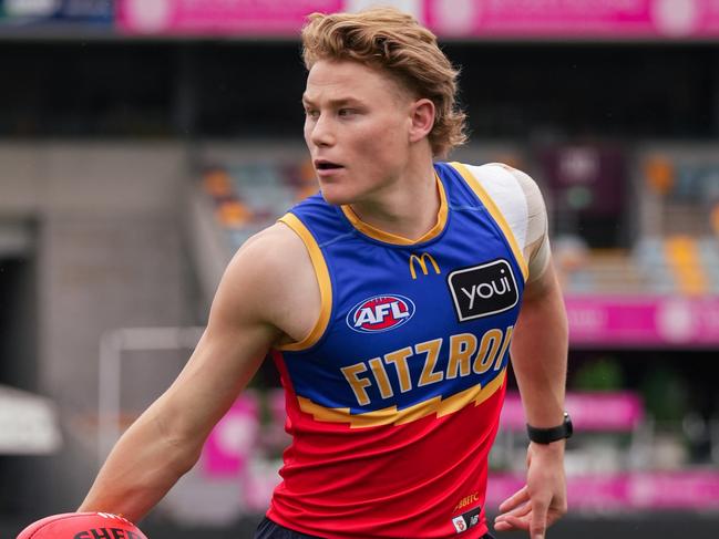 Levi Ashcroft trains with the Brisbane Lions after formally confirming his desire to join the club as a father-son selection at the upcoming AFL national draft.