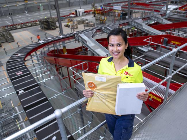 Australia Post Parcel Facility supervisor Jane Ferrer is among the many hard working parcel staff. Picture Mark Brake