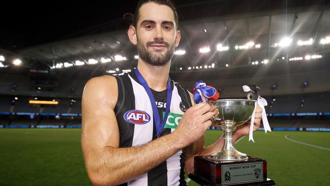 Brodie Grundy was best on ground against the Bulldogs. Picture: Getty