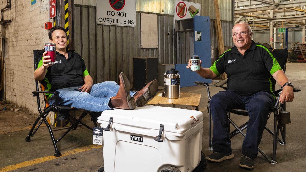 Jon (left) and Alex Burrell of Tentworld as the business announces it is moving into the old council depot on Anzac Av, Thursday, February 3, 2022. Picture: Kevin Farmer