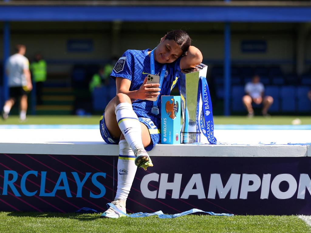 Chelsea have navigated injuries and the uncertainty of Abramovich’s ownership to seal the WSL title, largely in part thanks to Kerr’s contributions. Picture: Catherine Ivill/Getty Images