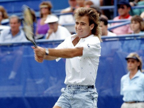 Andre Agassi and his 1980s 'jorts' - jean shorts