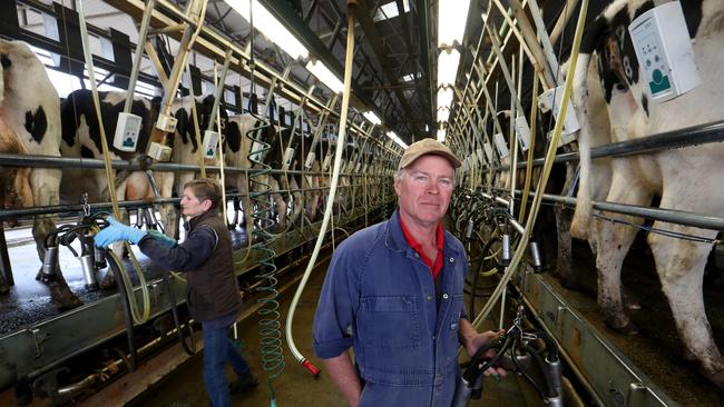 Dairy farmer Rick Cross on his farm in Tatura, Victoria. Picture: David Geraghty/The Australian