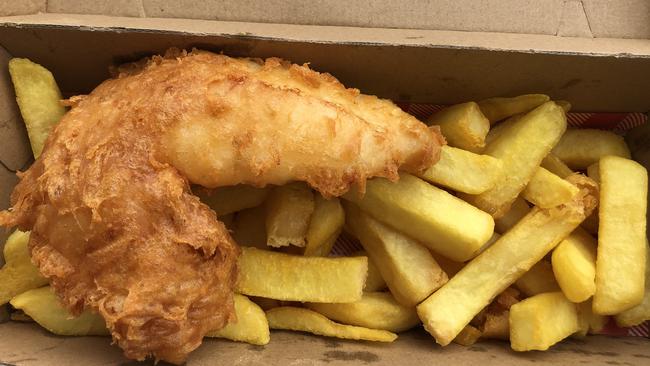 Stunned Mullet fish and chips. Picture: Anna Vlach