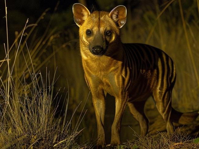 An AI-generated image of a thylacine which could soon be  brought back from extinction by scientists from the US bioscience company Collosal.