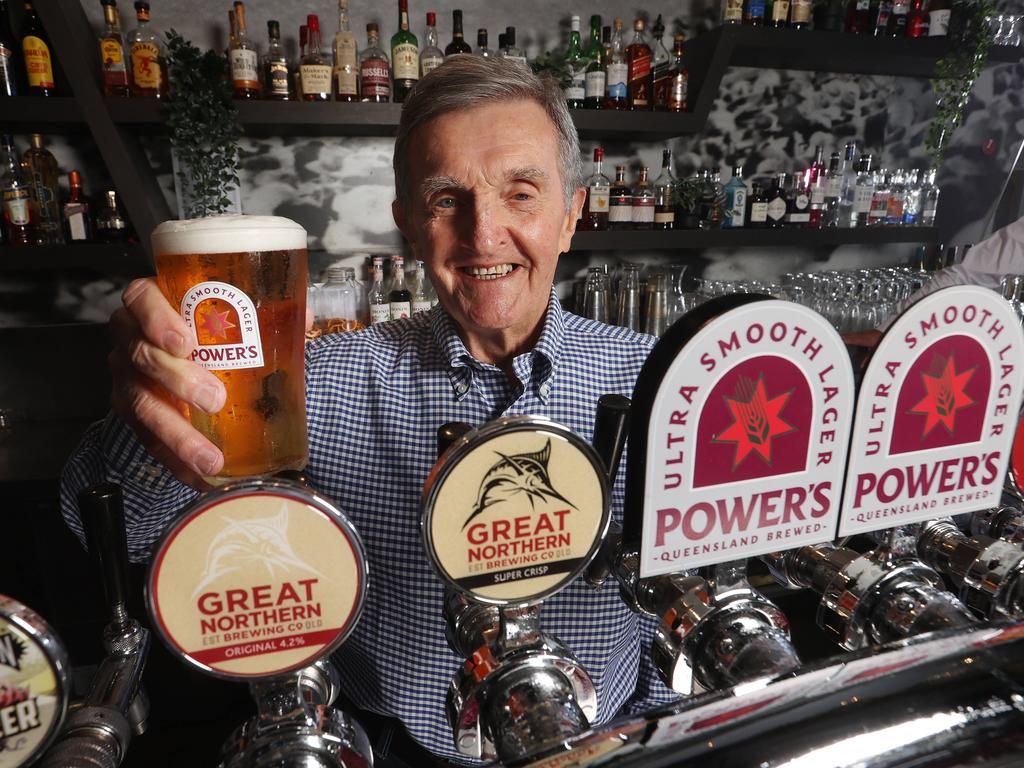 Bernard Power celebrates the launch of Power’s Ultra Smooth Lager. Picture: Liam Kidston