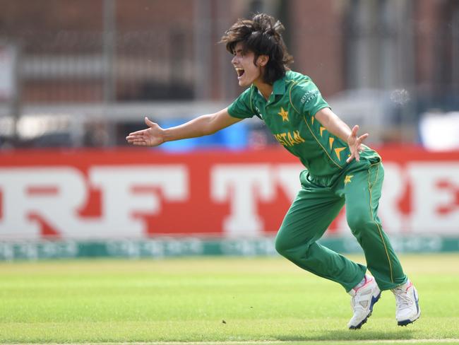 Diana Baig of Pakistan appeals during the match at Grace Road, Leicester.