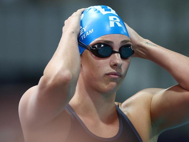 GOLD COAST, AUSTRALIA - APRIL 18: Meg Harris looks on ahead of the WomenÃ¢â¬â¢s 50m Freestyle Final during the 2024 Australian Open Swimming Championships at Gold Coast Aquatic Centre on April 18, 2024 in Gold Coast, Australia. (Photo by Chris Hyde/Getty Images)