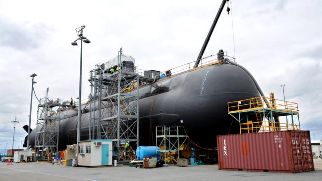 Collins Class submarine 'MAS Sheean undergoing a full cycle docking at ASC in Osborne. Picture: Watkinson Tricia