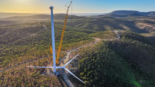 First turbine installed at Clarke Creek Wind Farm. Picture: Contributed