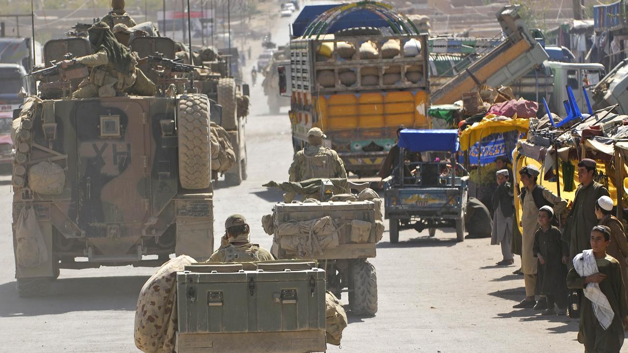 A Special Operations Task Group convoy moves through Tarin Kowt after conducting a counter insurgency operation in Oruzgan Province, Afghanistan. Picture: Department of Defence