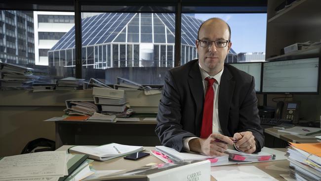 Ben Robertson, Special Counsel at Carroll and O'Dea Lawyers is investigating the methods used by the NSW Government cladding taskforce. Photographed 26th October 2018.  (AAP IMAGE/Matthew Vasilescu)