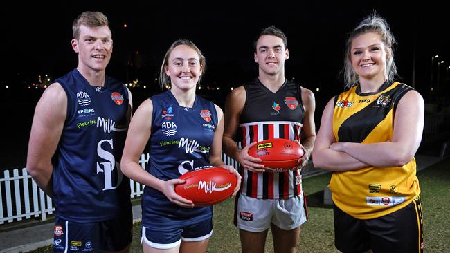 Sam Tharaldsen and Lauren Clifton (Southern Districts), Blake Tabe (Murray South East) and Tegan Nottle (Central) will represent their zones at the carnival. Picture: Mark Brake