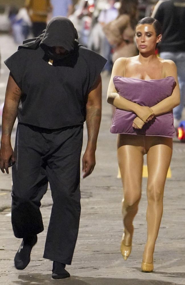 Kanye West's 'wife' Bianca Censori seen in Italy wearing just a cushion