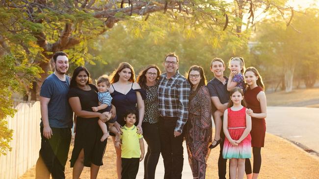 Bruce and Tracey Devereaux and their large family.
