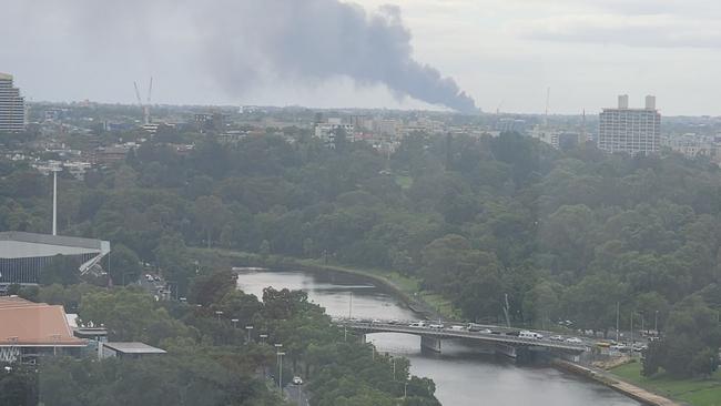 Cheltenham factory fire involving lithuim- ion batteries can be seen from the CBD, January 30, 2025. Picture: Facebook