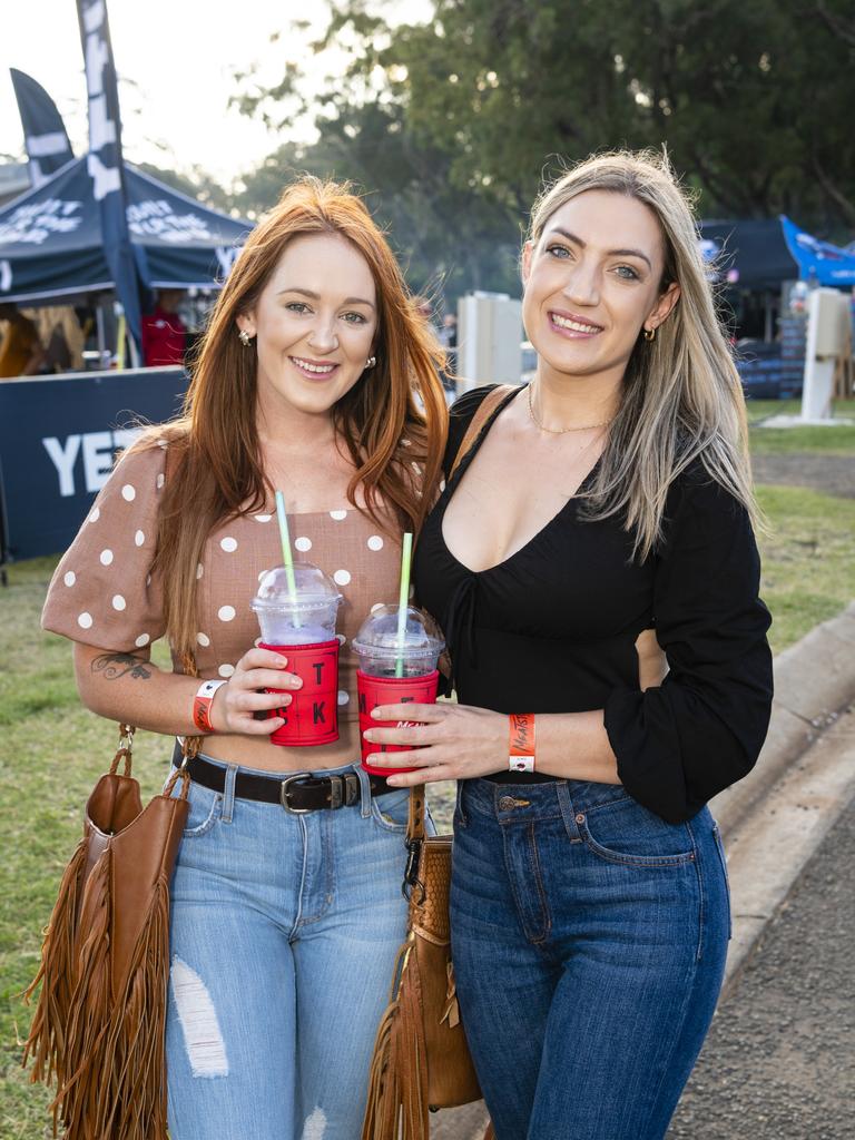 Sophie Timmins (left) and Josie Morrisey at Meatstock at Toowoomba Showgrounds, Friday, April 8, 2022. Picture: Kevin Farmer