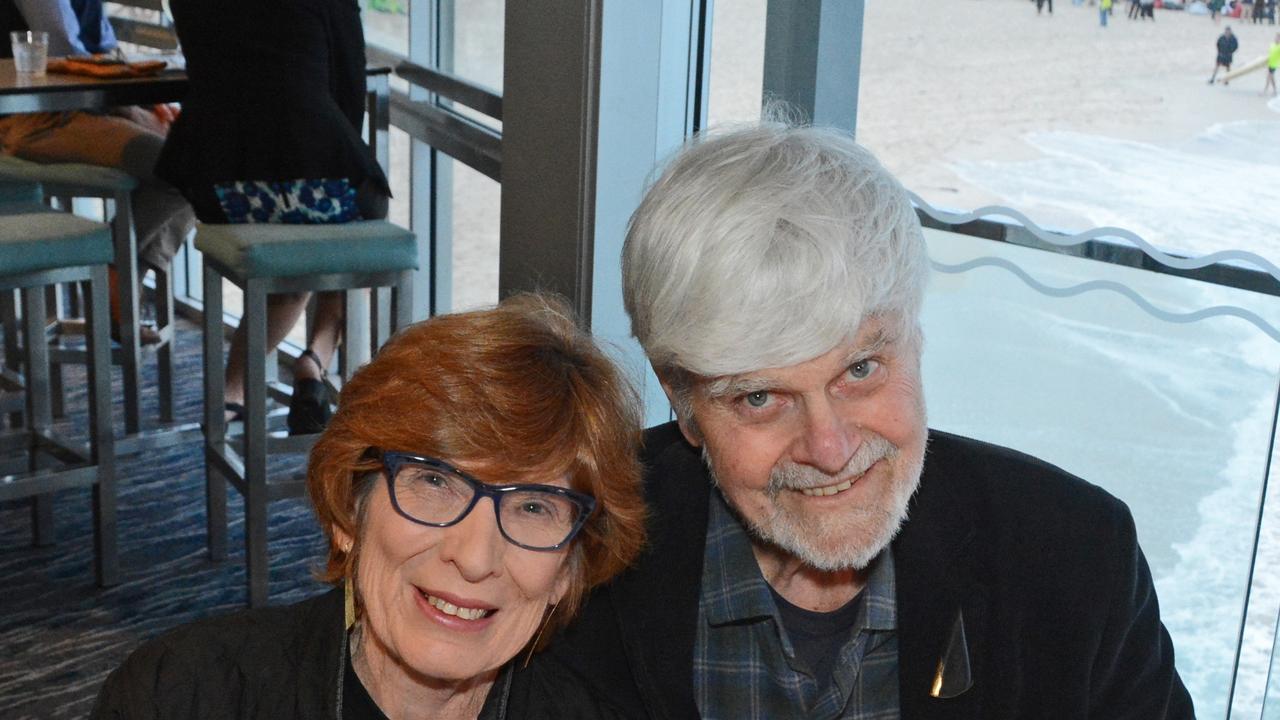 Lorraine and Sel Pilgrim at launch of Swell Sculpture Festival at Currumbin SLSC. Pic: Regina King