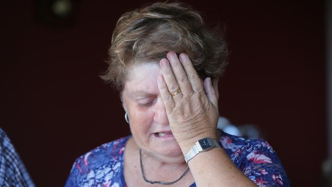 Sherrell Faulkner cries as she tells of losing her home. Picture: Glenn Hampson