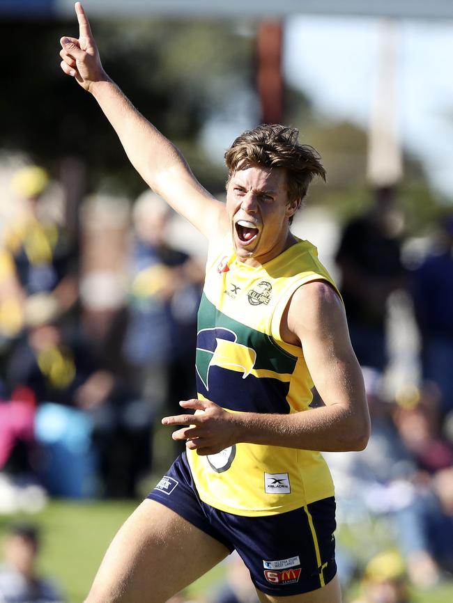 Jack Hayes celebrates a goal for the Eagles. Picture SARAH REED