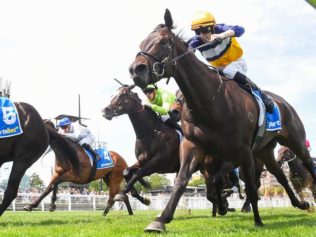 Kin ridden by Jamie Kah wins the Sportsbet Village Stakes at Caulfield Racecourse on November 16, 2024 in Caulfield, Australia. (Photo by Reg Ryan/Racing Photos via Getty Images)