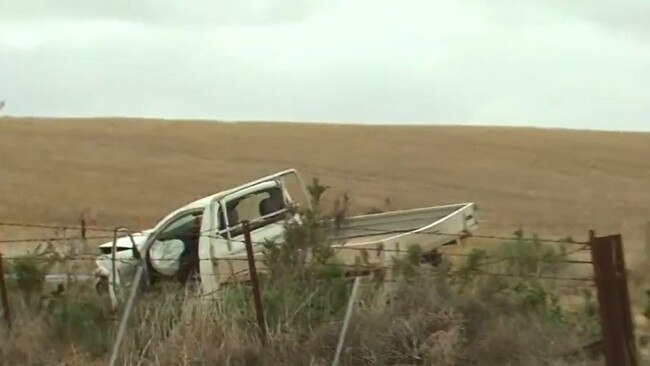 One of two utes involved in the fatal crash at Alford, north of Kadina on Yorke Peninsula. Picture: 7NEWS