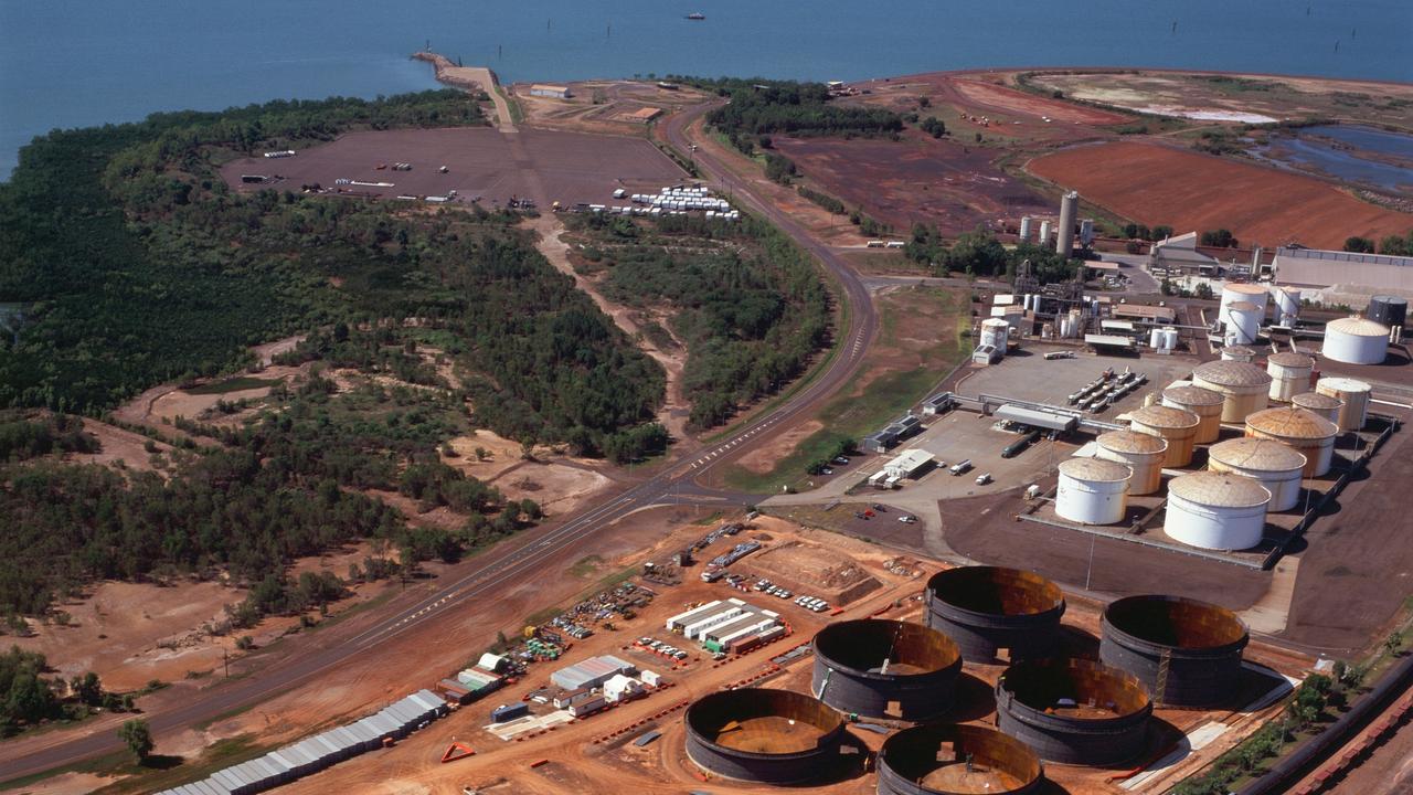 The Crowley tank farm during the early construction phase at East Arm