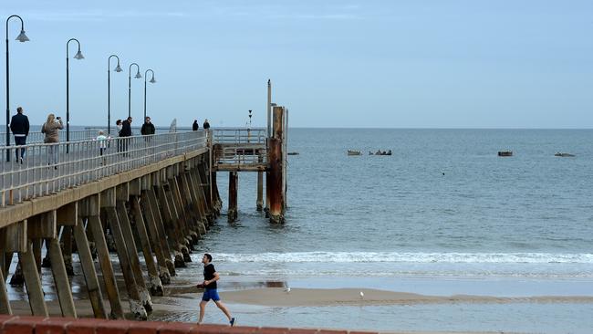 The Two Jetties Fun Run starts at Glenelg Jetty. Picture: Dave Cronin