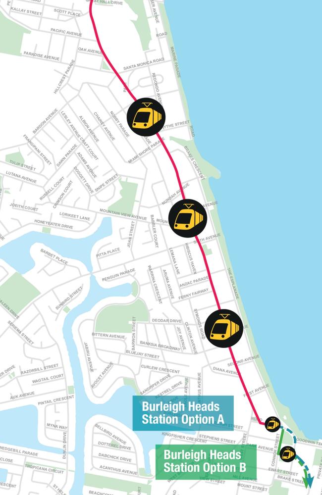 Where some of the stations will be built between Miami and Burleigh.