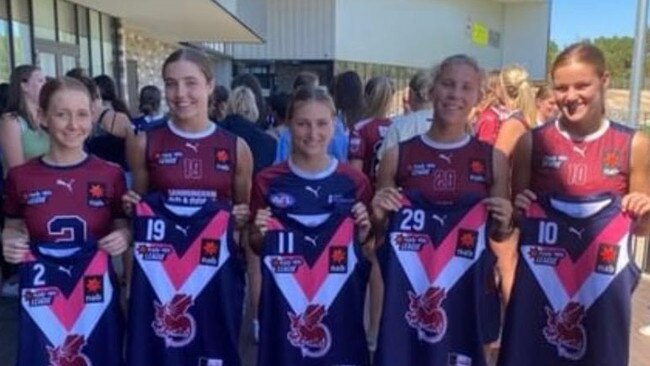 Sandringham Dragons’ team leaders for 2022: Keely Coyne, Ella Sciberras, Tayla Jones, Lucy Mitchell and Bridie Hipwell.