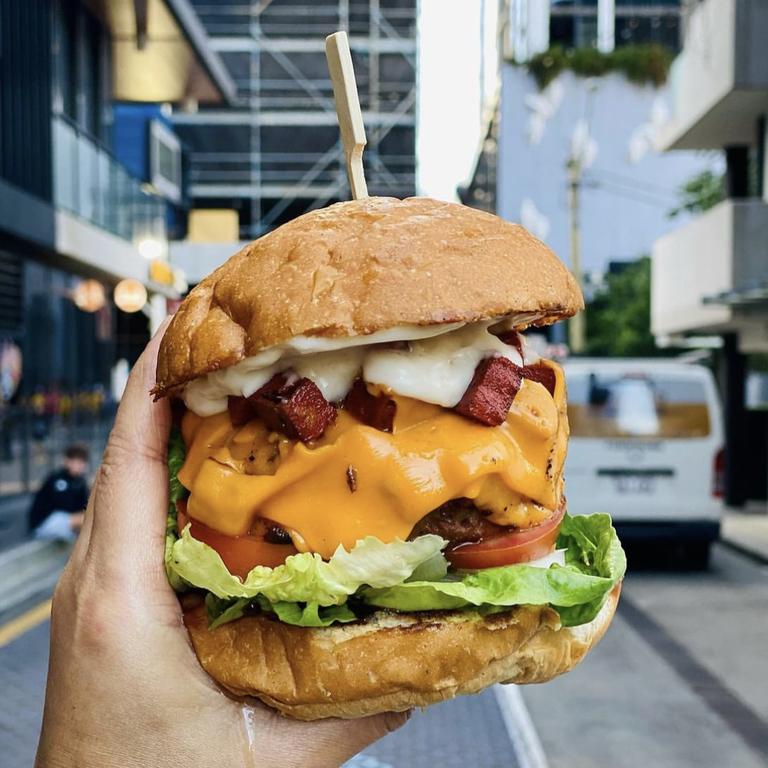 A burger from South Brisbane's Grassfed eatery.