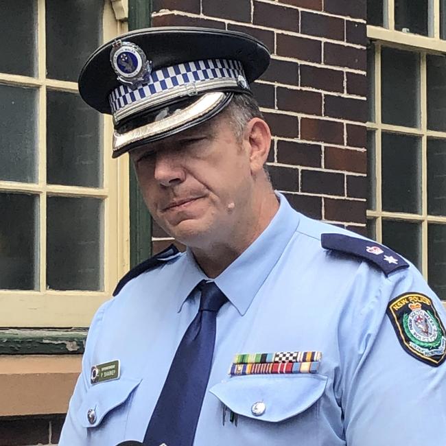 Superintendent Patrick Sharkey, commander of the Northern Beaches Police Area Command, said local crime statistics remained generally lower than pre-Covid reporting. Picture: Jim O'Rourke