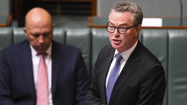 Australian Defence Minister Christopher Pyne speaks in the House of Representatives at Parliament House in Canberra, Monday, September 10, 2018. (AAP Image/Lukas Coch) NO ARCHIVING