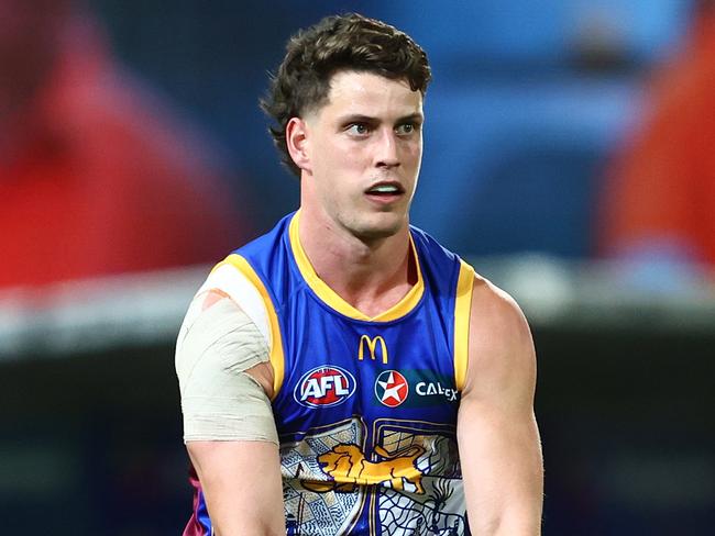 BRISBANE, AUSTRALIA - JULY 07: Jarrod Berry of the Lions kicks during the round 17 AFL match between Brisbane Lions and Adelaide Crows at The Gabba, on July 07, 2024, in Brisbane, Australia. (Photo by Chris Hyde/AFL Photos/via Getty Images)