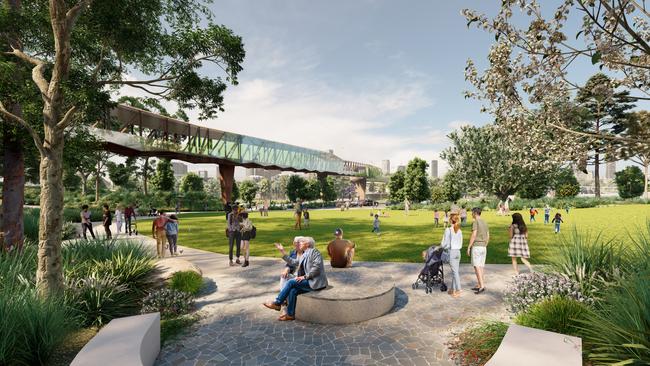 Victoria Park’s overhaul will feature high ropes courses, edible gardens, water play areas and pedestrian and cycle bridges.