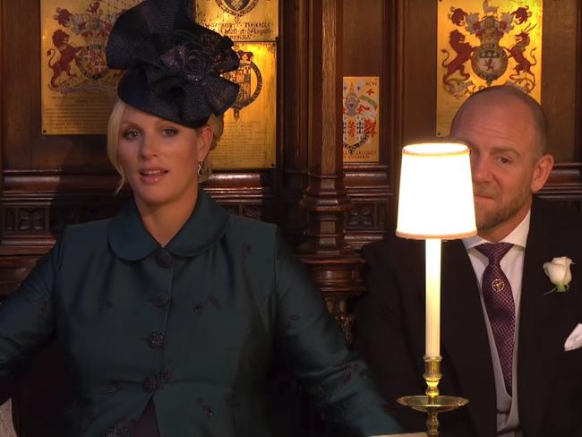 The sermon caused some interesting reactions.  Zara Phillips, Prince Harry’s cousin, sent Twitter into meltdown with her look of shock.   Picture: BBC