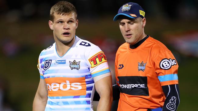 Dale Copley being taken from the field due to a head knock. Picture: Cameron Spencer/Getty Images