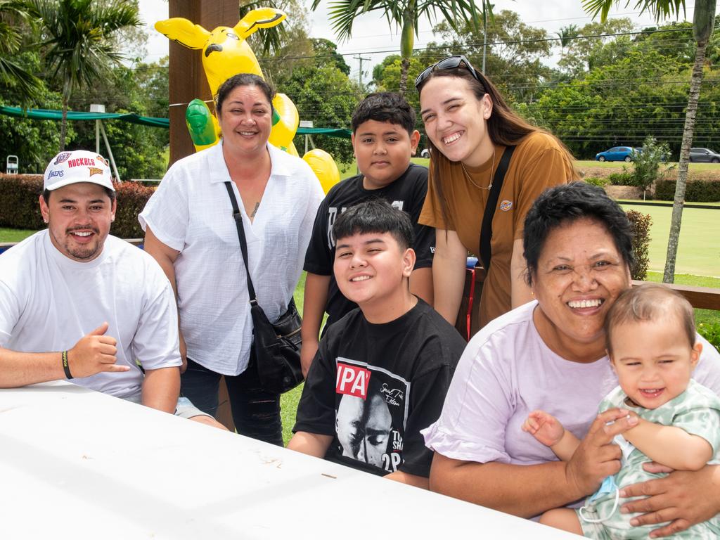 Michael Cordtz, Maria, Krai, Chloe, Jane and Saint Benedito from Bucasia at Australia Day @ The Bowlsie Northern Beaches Bowls club.Picture: Michaela Harlow